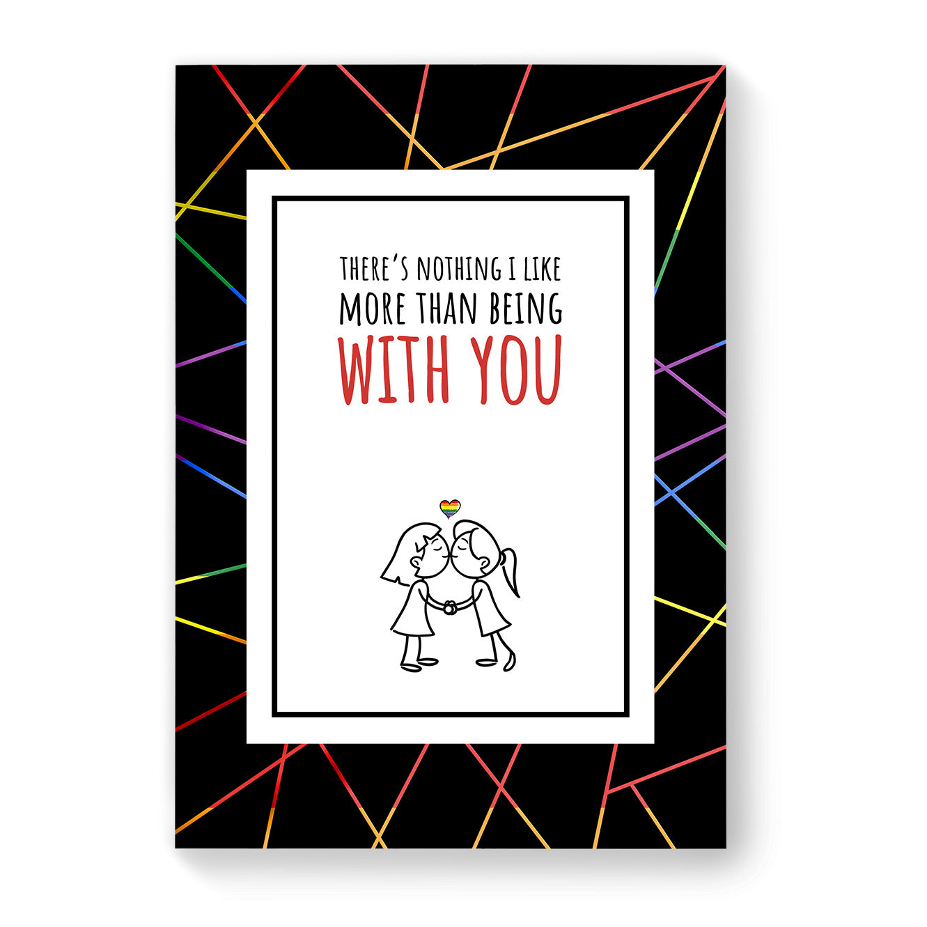 There's nothing I like more - Lesbian Gay Couple Card - Black Geometric | Gift