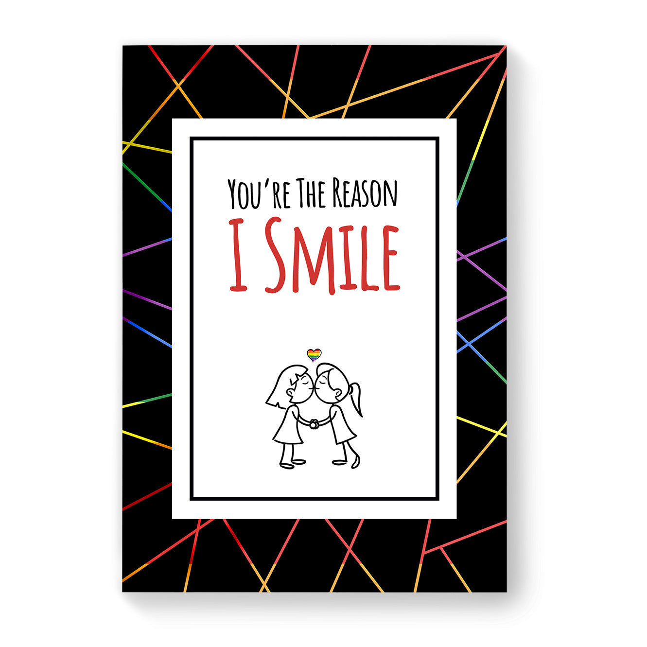 You're The Reason I Smile - Lesbian Gay Couple Card - Black Geometric | Gift