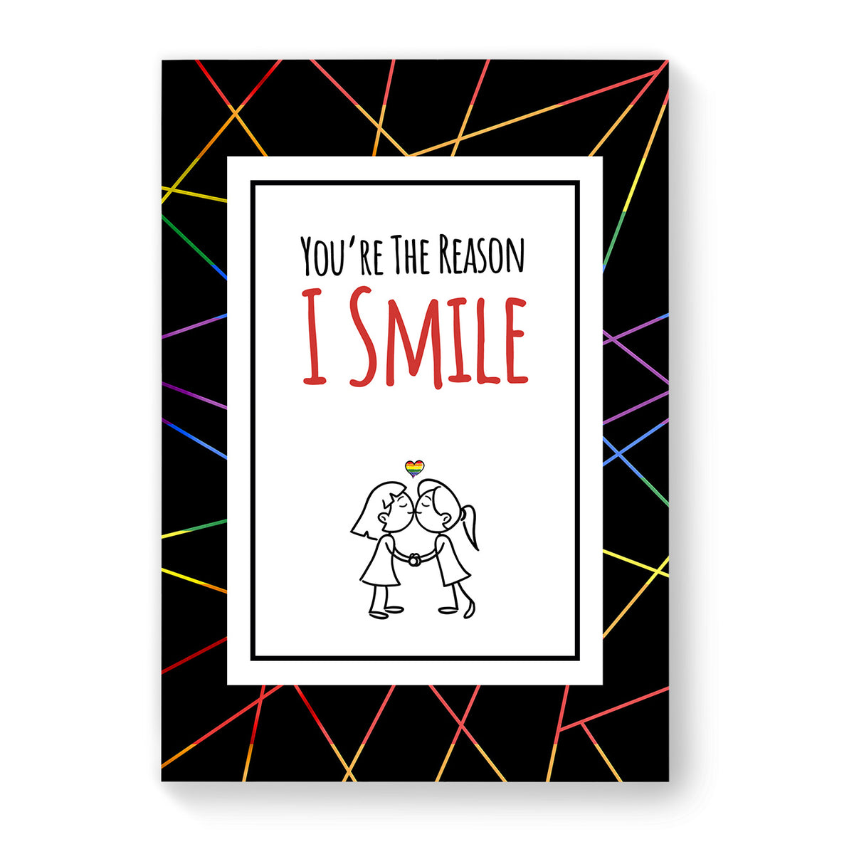 You&#39;re The Reason I Smile - Lesbian Gay Couple Card - Black Geometric | Gift