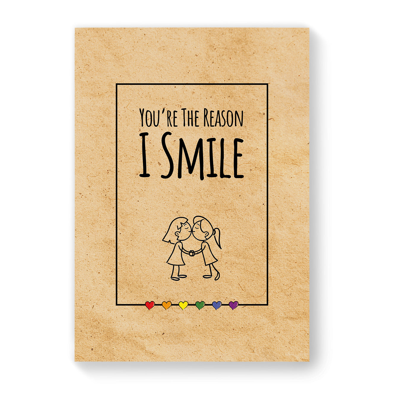 You're The Reason I Smile - Lesbian Gay Couple Card - Vintage Brown | Gift