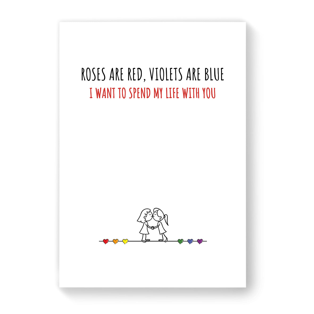 I want to spend my life with you - Lesbian Gay Couple Card - White Minimalist | Gift