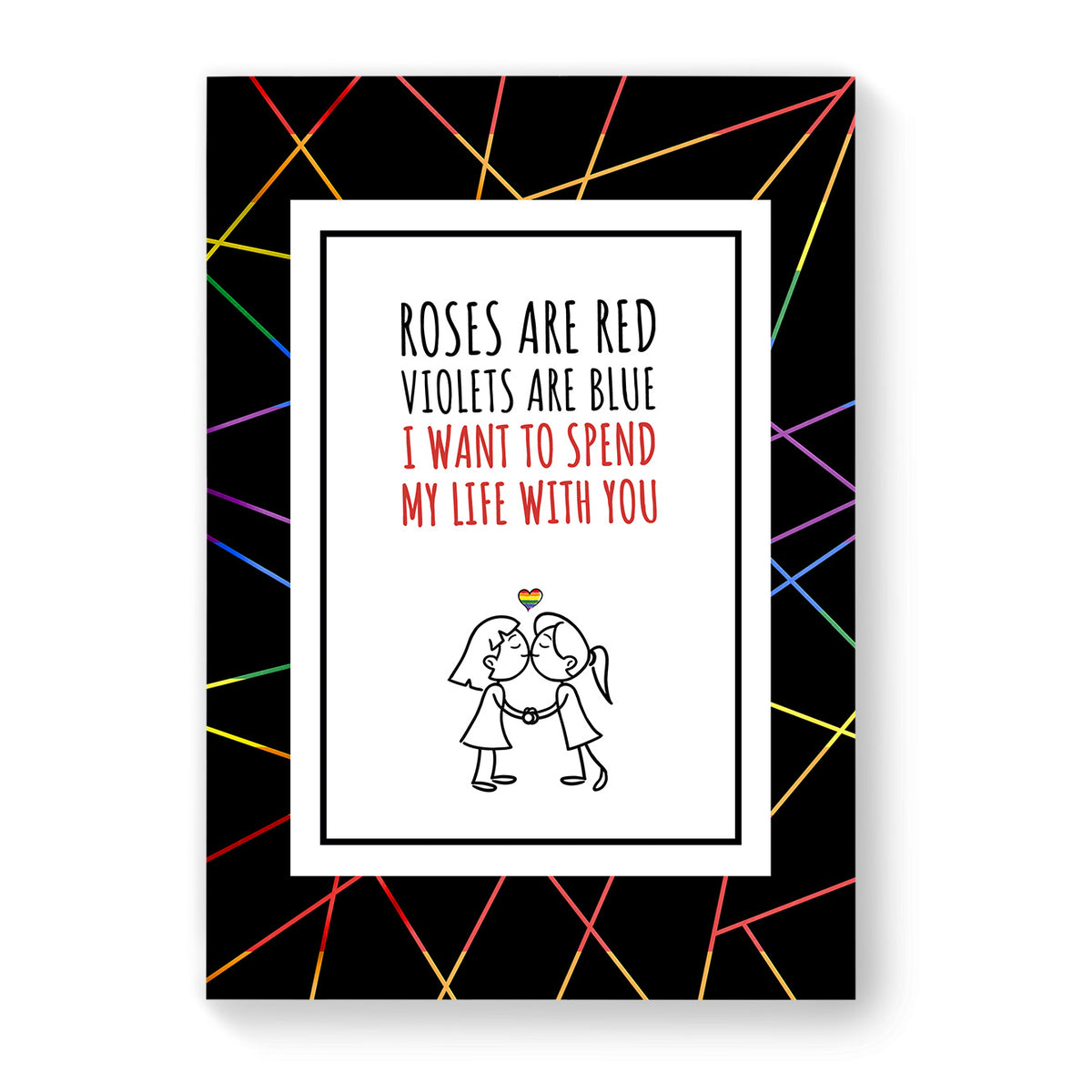I want to spend my life with you - Lesbian Gay Couple Card - Black Geometric | Gift