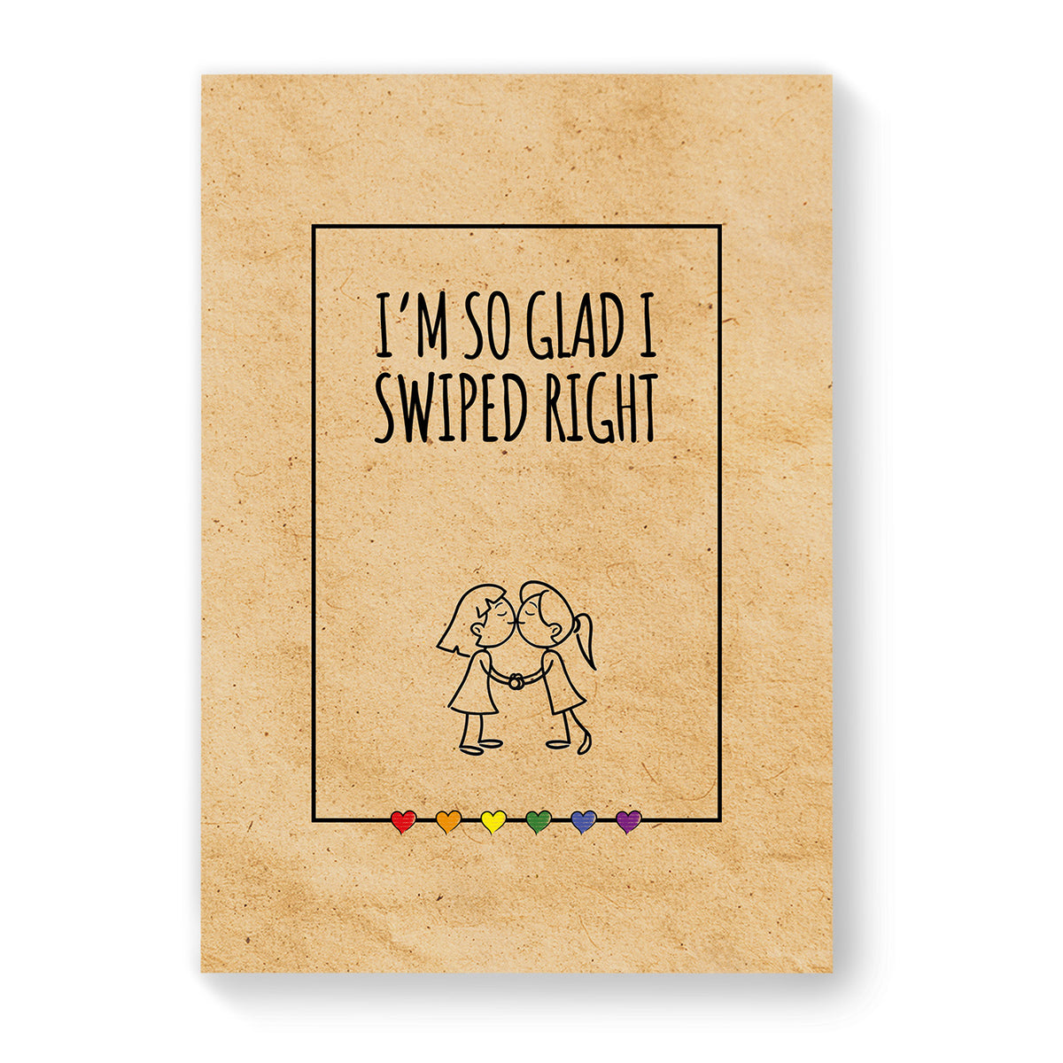 I&#39;m So Glad I Swiped Right - Lesbian Gay Couple Card - Vintage Brown | Gift