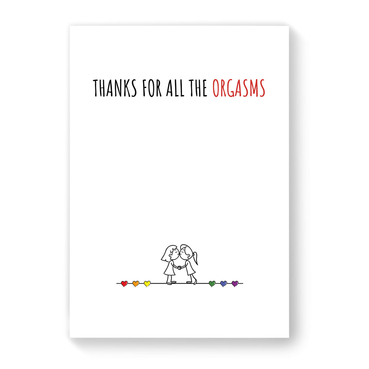 Thanks for all the Orgasms - Lesbian Gay Couple Card - White Minimalist | Gift