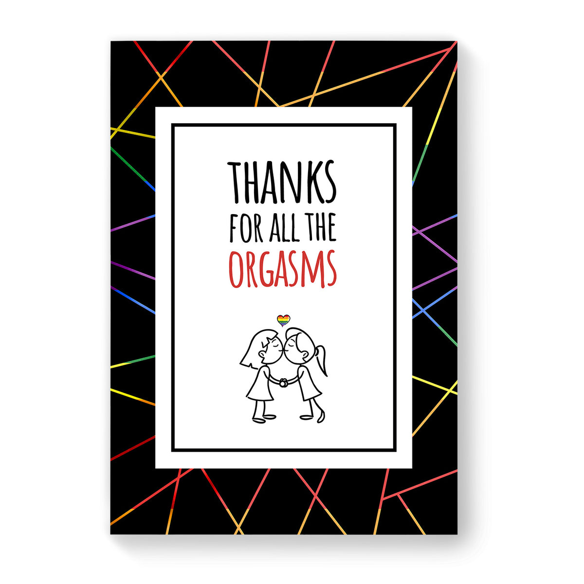 Thanks for all the Orgasms - Lesbian Gay Couple Card - Black Geometric | Gift