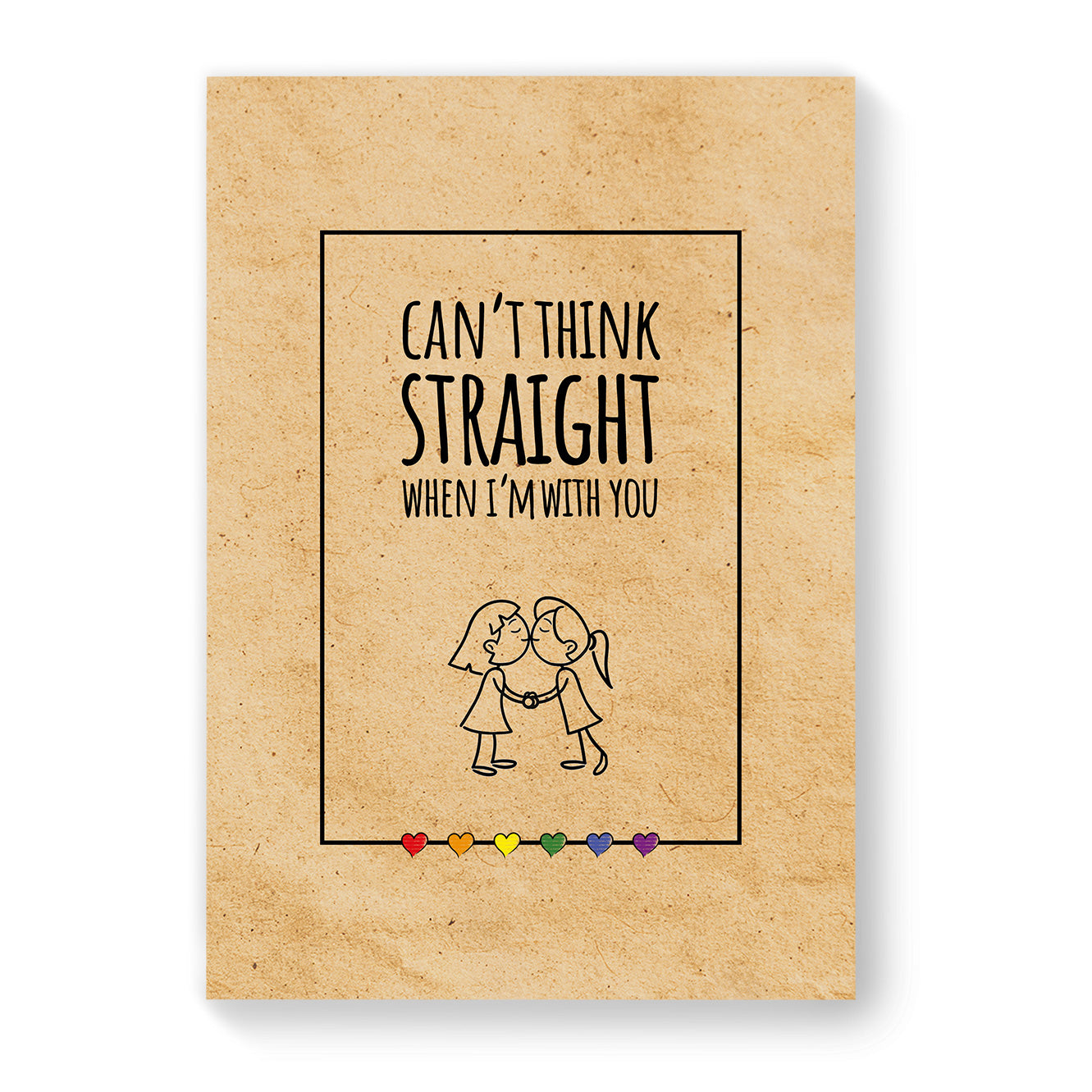 Cant Think Straight When I'm With You - Lesbian Gay Couple Card - Vintage Brown | Gift