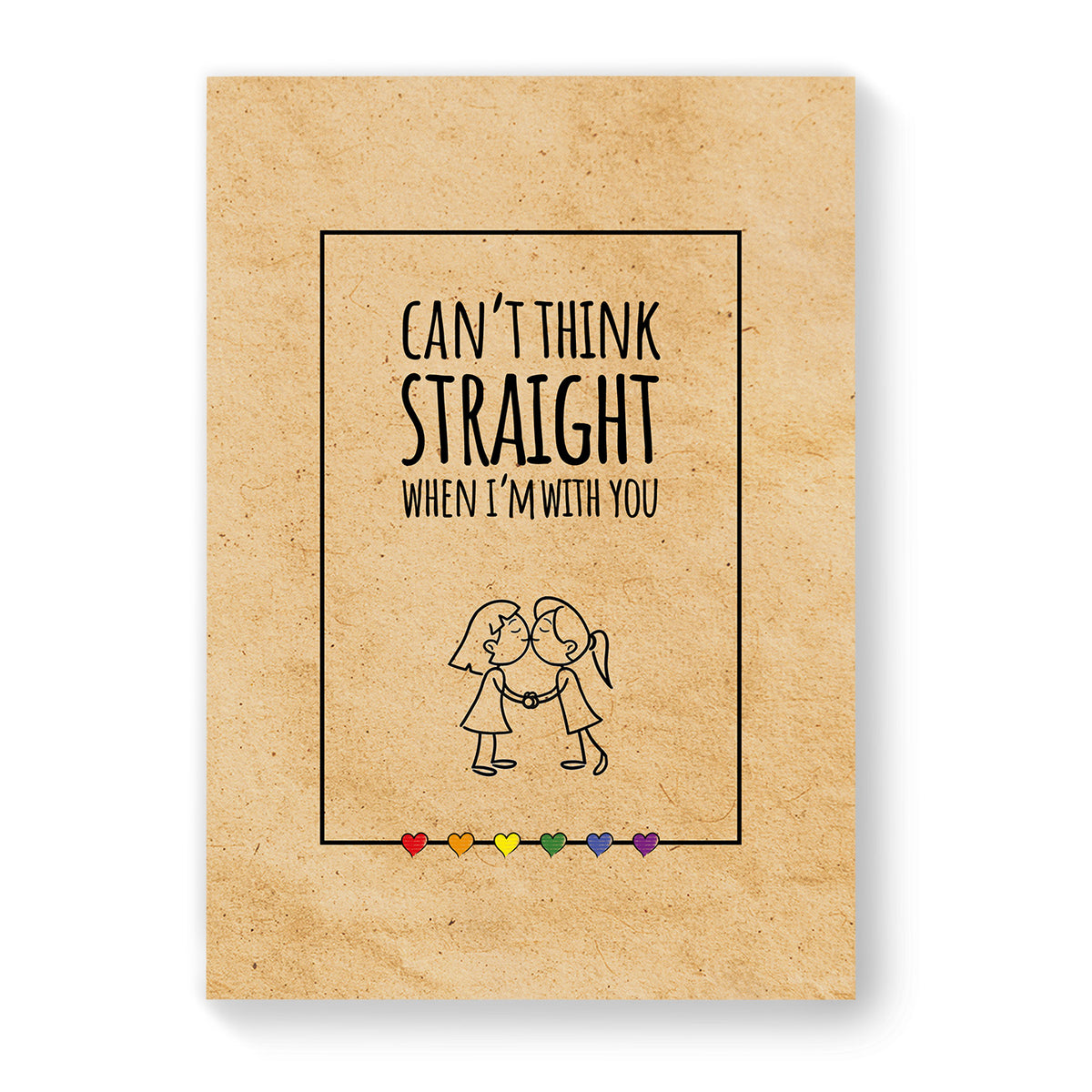 Cant Think Straight When I&#39;m With You - Lesbian Gay Couple Card - Vintage Brown | Gift