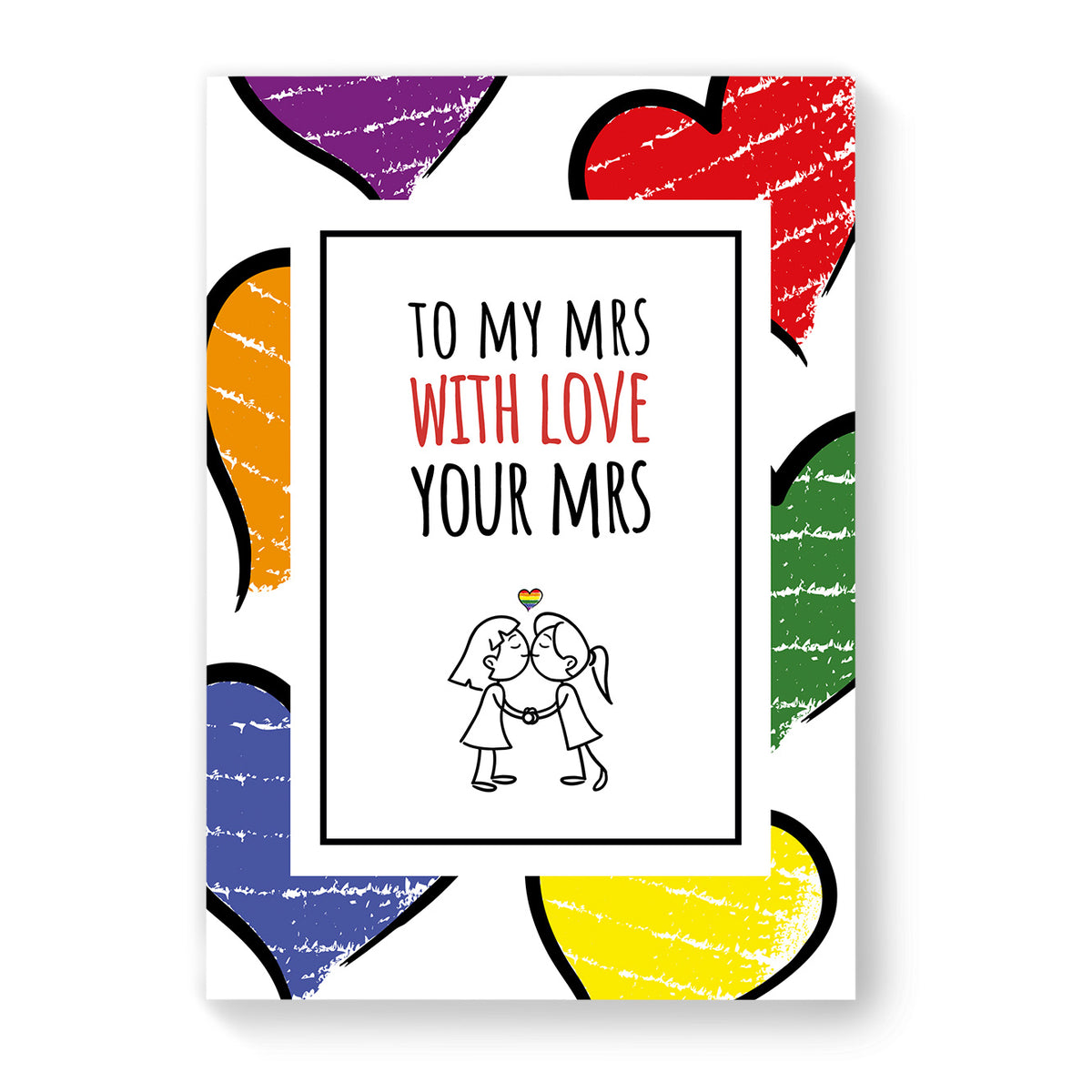 To My Mrs - Lesbian Gay Couple Card - Large Heart | Gift