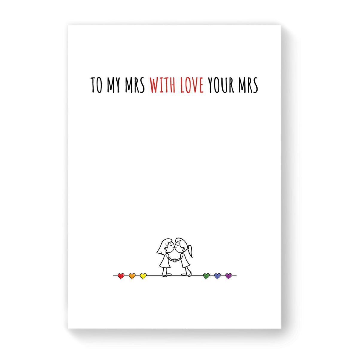 To My Mrs - Lesbian Gay Couple Card - White Minimalist | Gift