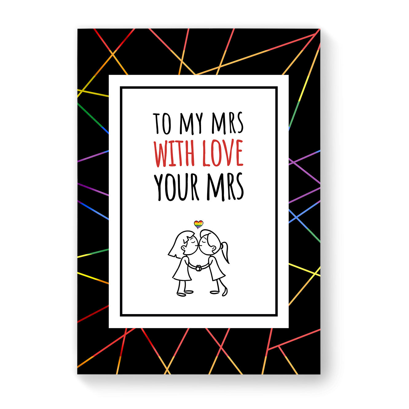 To My Mrs - Lesbian Gay Couple Card - Black Geometric | Gift