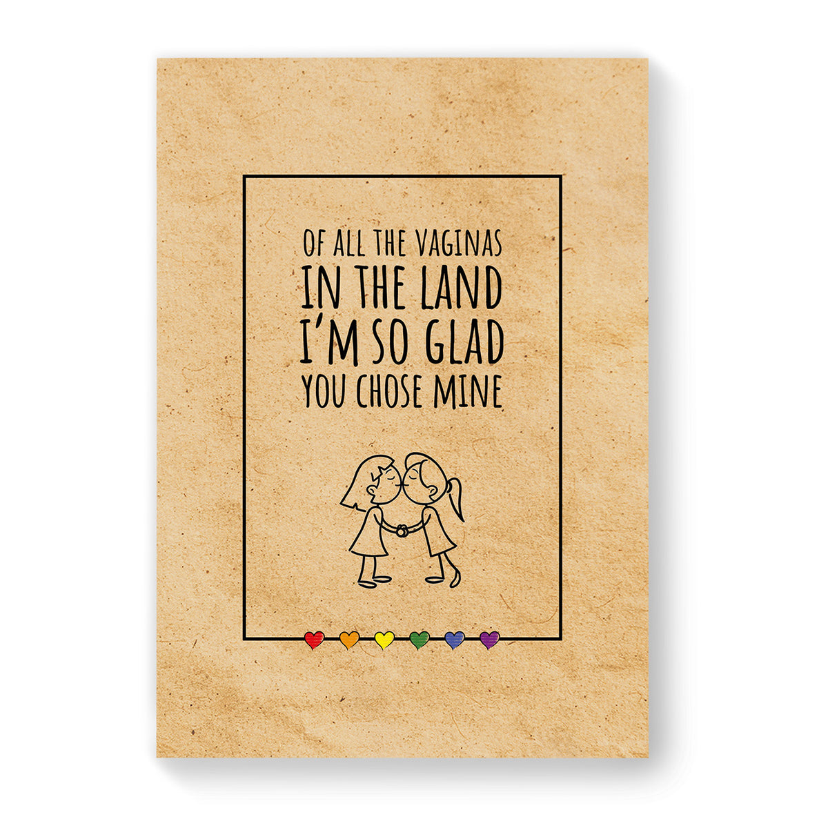 I&#39;m so glad you chose mine - Lesbian Gay Couple Card - Vintage Brown | Gift