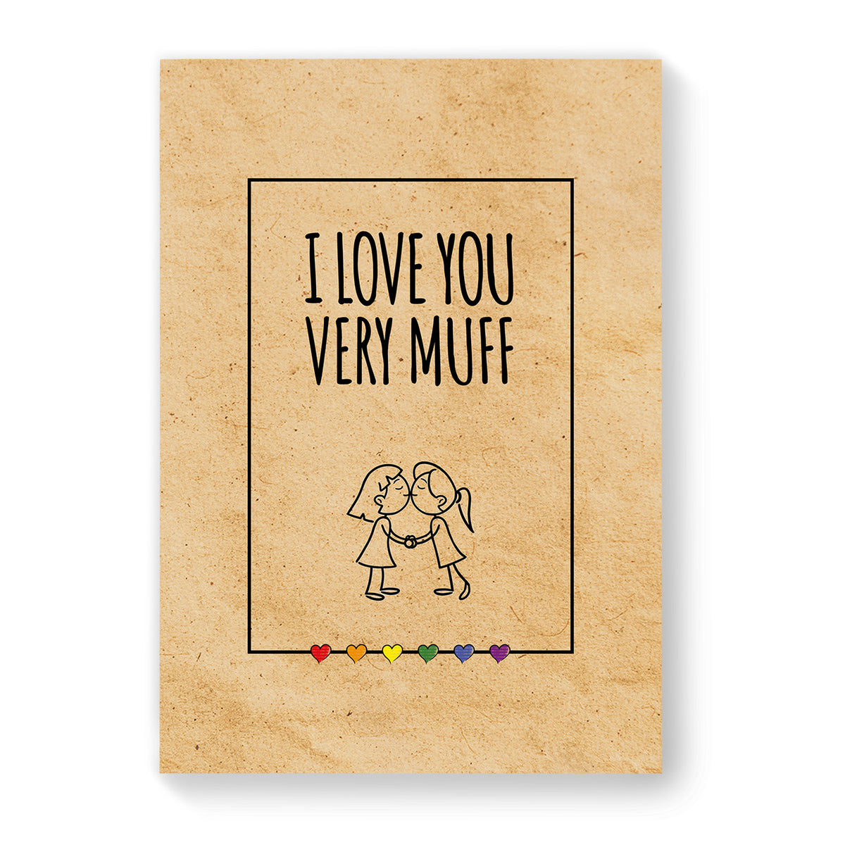 I love you very muff - Lesbian Gay Couple Card - Vintage Brown | Gift