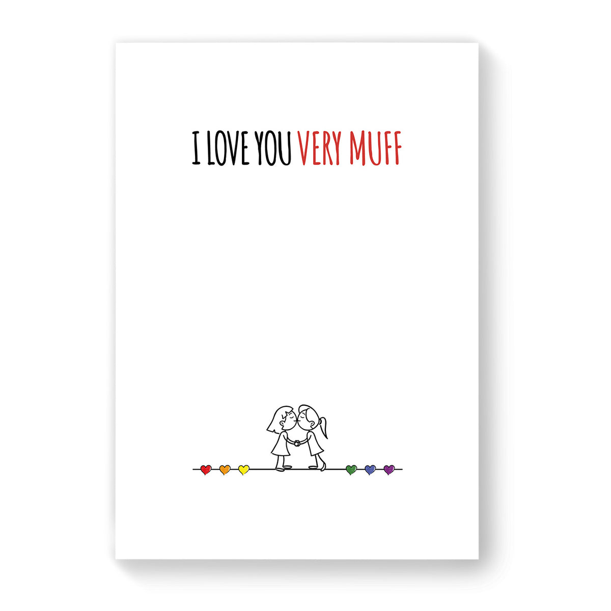 I love you very muff - Lesbian Gay Couple Card - White Minimalist | Gift