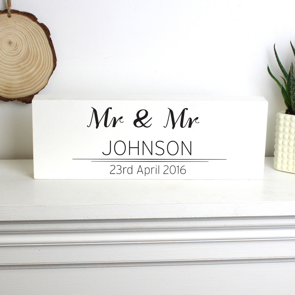 Mr &amp; Mr - Gay Couple Personalised Wooden Block | Gift