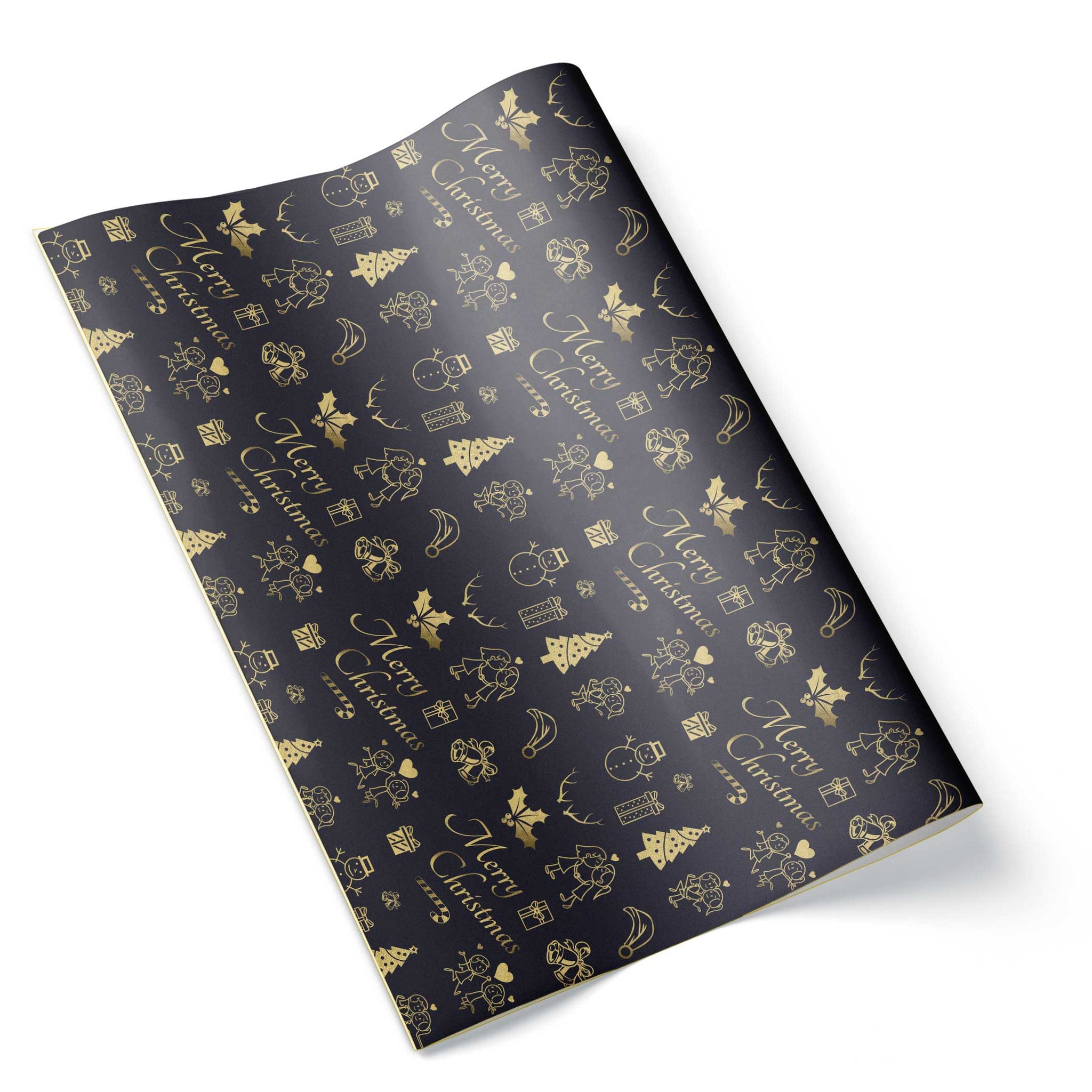 Birthday Script Black/Gold Wrapping Paper Roll