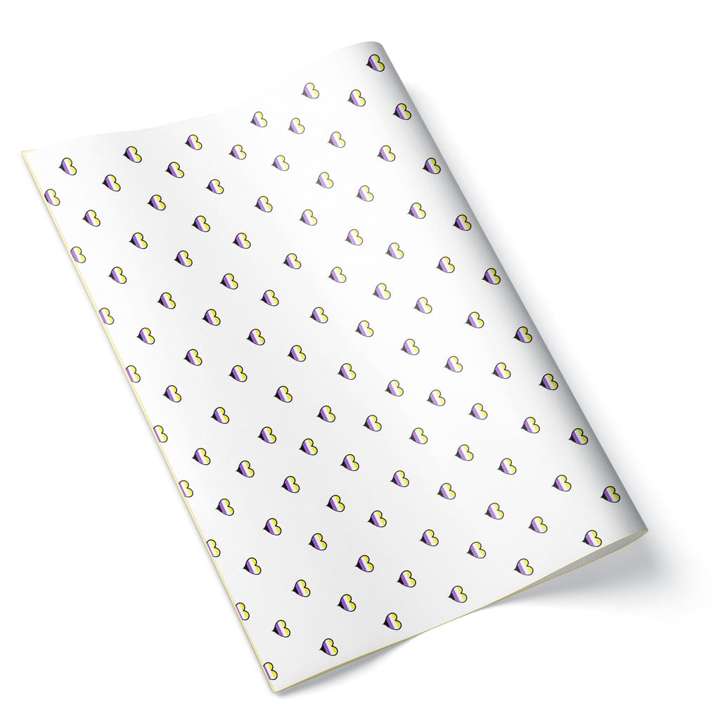 Non-Binary Flag - Pridal Heart White - Wrapping Paper | Gift